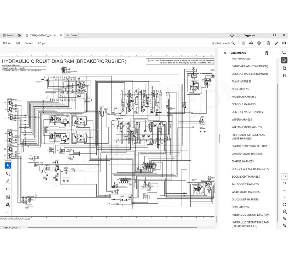 diagram、ブルゾン Hitachi ZX690LCH-7 ZX690LCR-7 parts + service manual
